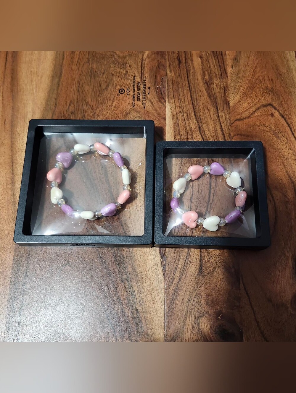 Handmade Mommy And Me Hearts Stretchy Bracelets